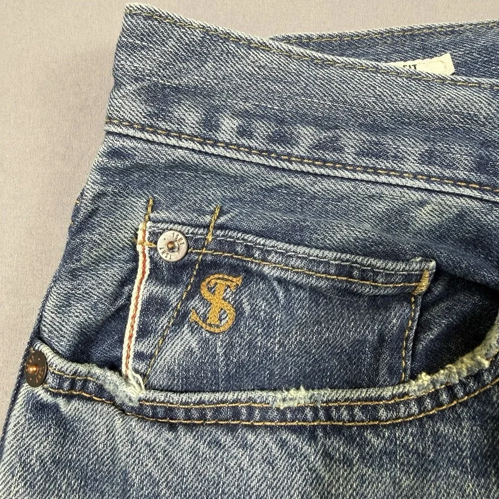 Todd Snyder Selvedge Jeans Mens 33x32 Slim Fit Light Wash Button Fly 12.5 Oz EUC